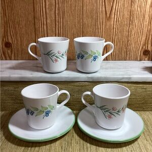 Vintage Corelle My Garden White Mugs with Floral Design